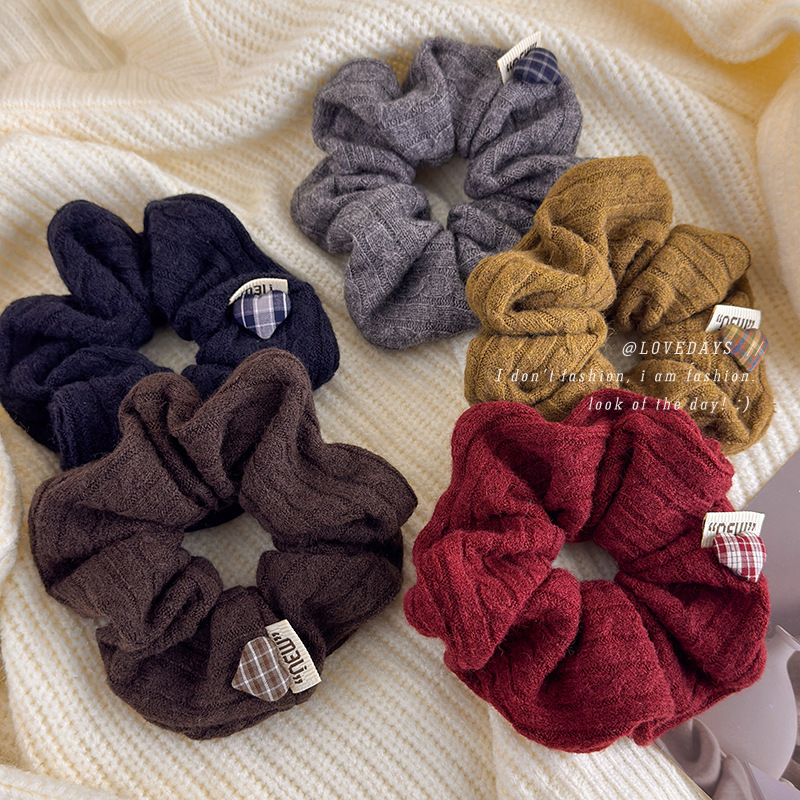 韩系麻花针织褶皱毛线发圈