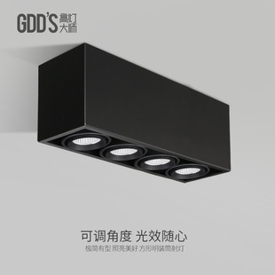 GDDS长条形斗胆灯四头筒灯格栅灯射灯头cob4多头客厅餐厅智能