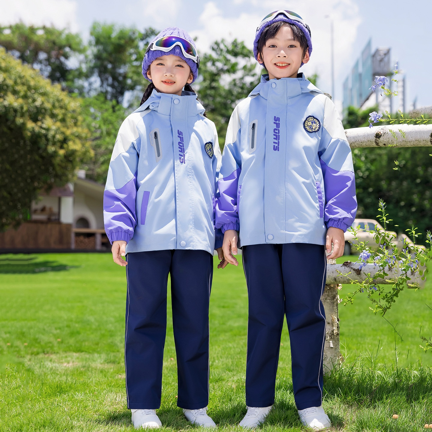 儿童校服冲锋衣三件套秋冬季幼儿园园服春秋运动会小学生班服套装