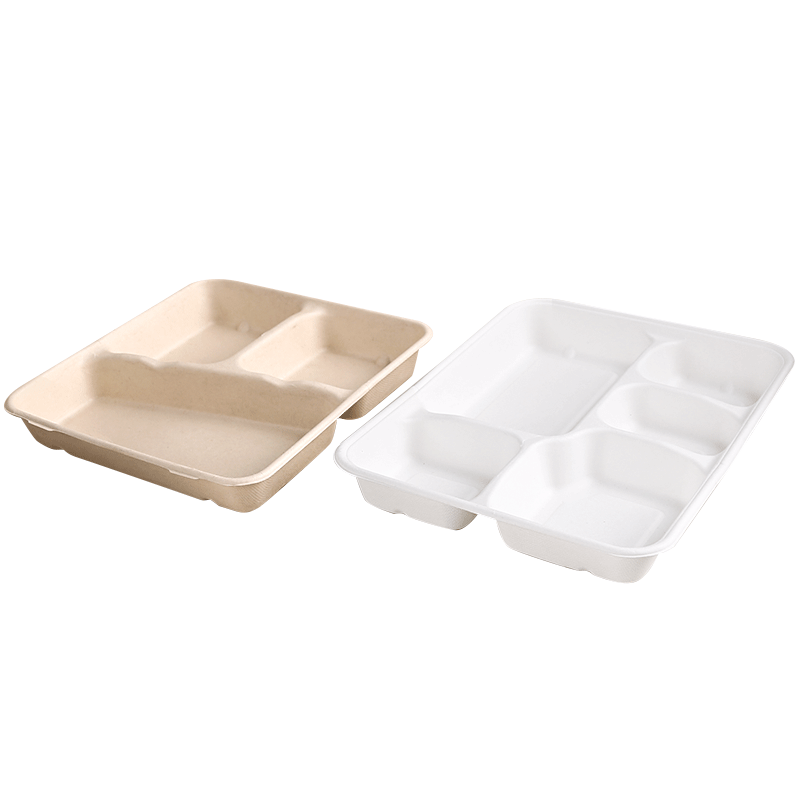 一次性纸浆餐具环保可降解多格餐盒套餐打包盒外卖分隔食盒便当盒