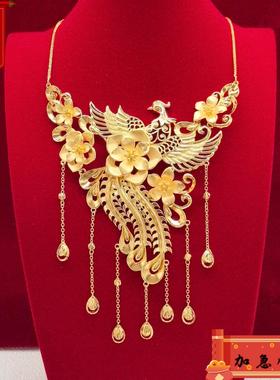 凤凰项链婚嫁新娘镀黄金花朵项链