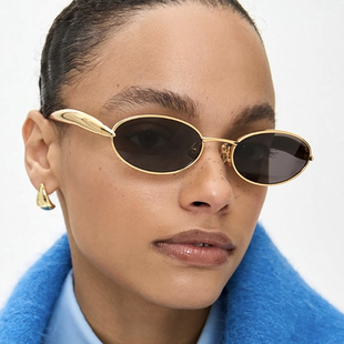 Metal oval sunglasses 椭圆太阳镜小框太阳眼镜欧美走秀金属墨镜