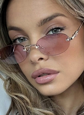 Rimless Sunglasses 无框太阳镜金属椭圆太阳眼镜复古辣妹y2k墨镜