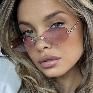 Rimless Sunglasses 无框太阳镜金属椭圆太阳眼镜复古辣妹y2k墨镜