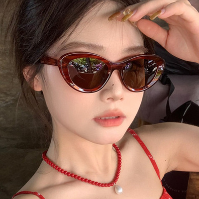 猫眼太阳镜条纹防紫外线复古女