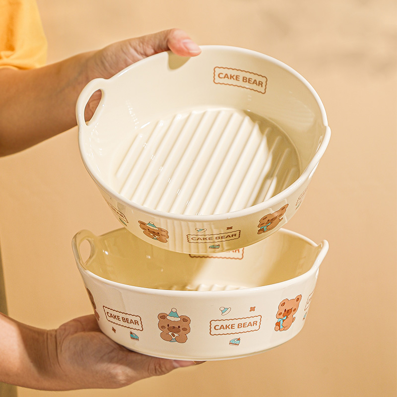 双耳空气炸锅专用的碗烤箱家用烤碗陶瓷焗饭烤盘蒸鸡蛋羹碗沙拉碗