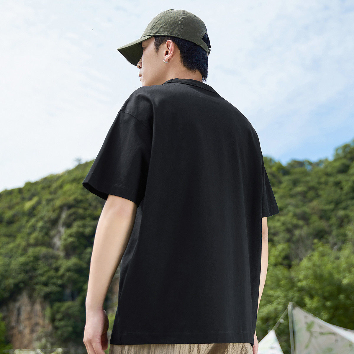 【凉感索罗娜】潮流印花夏季户外运动含棉宽松男式短袖T恤