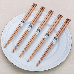 碗留日本进口原木素色日式 筷子尖头家用高档防滑防霉实木筷五双装