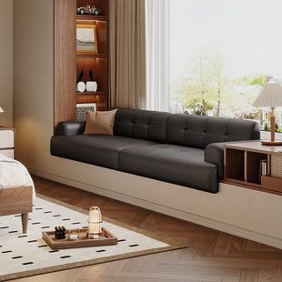 2025新品玛度飘窗沙发中古风飘窗定制卧室小沙发纳帕皮榻榻米垫