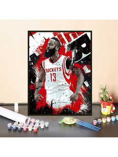 diy数字油彩画詹姆斯科比库里哈登填充涂色手绘油画NBA篮球全明星