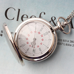 新款手表怀表项链银色光面清晰罗马数字石英表大号复古怀表包邮