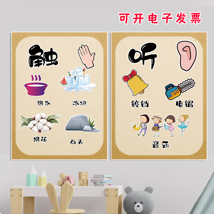 幼儿园小医院区域角环创五官认知图认识及应用眼耳鼻手嘴贴画墙贴