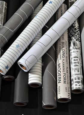 灰色自粘墙纸背景墙宿舍壁纸自贴防水防潮桌面柜子改造翻新贴纸