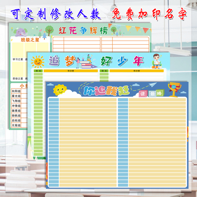 班级布置评比栏定制免费加印名字