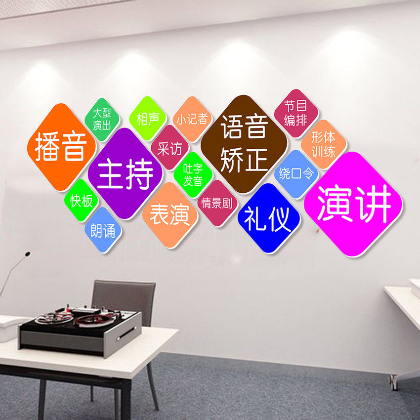 少儿口才教室装饰墙贴播音主持培训机构训练表演班级背景墙贴纸画