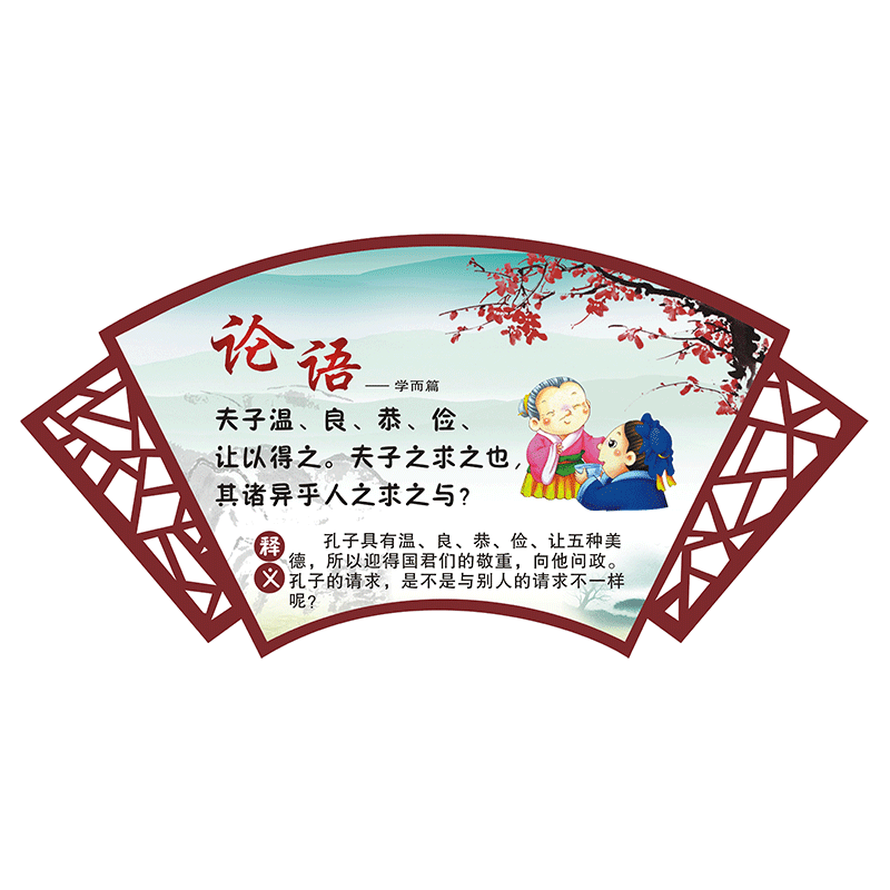 孔子论语道德教育传统文化墙贴