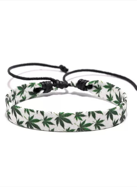 欧美2025新款布艺印花手链女男