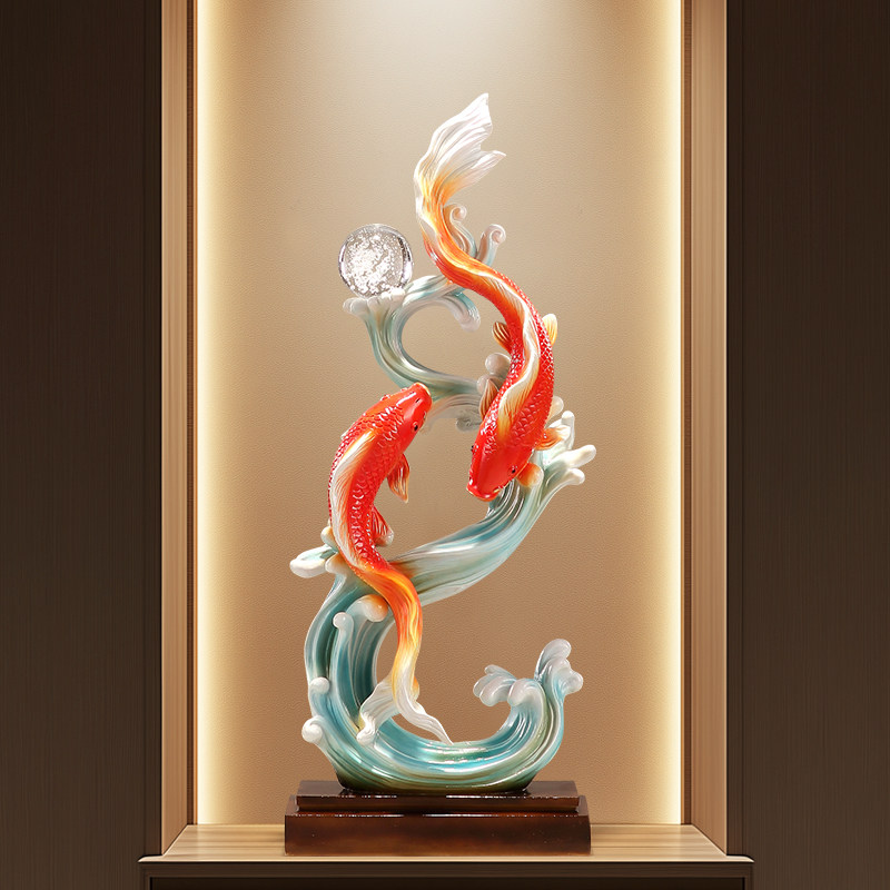 入户玄关屏风年年有余摆件客厅电视柜旁办公室招财装饰品乔迁礼物,家居饰品,装饰摆件,淘宝优惠券,粉丝福利购,淘宝优惠卷