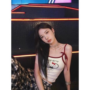 辣妹纯欲猫咪撞色小吊带背心女夏内搭修身 美式 小个子显瘦百搭上衣