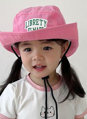 儿童韩国防晒遮阳帽渔夫帽春夏季女童婴儿帽子宝宝沙滩速干棒球帽