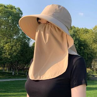 全方位防晒帽子面罩可拆女夏季遮阳防紫外线太阳帽披肩护颈防晒帽