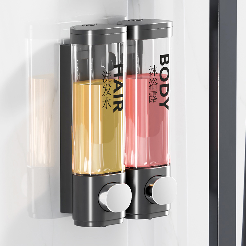 酒店宾馆免打孔皂液器浴室卫生间壁挂式洗手液盒沐浴露洗发水瓶子