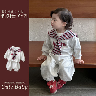 ins卫衣卫裤 男宝宝韩版 两件套小月龄外出服潮酷 套装 2025儿童秋季