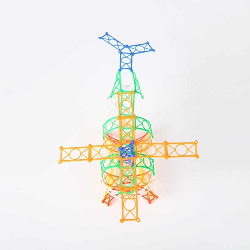 儿童早教益智桌面玩具编制拼插组合手提花篮摆件PE积木手提便携