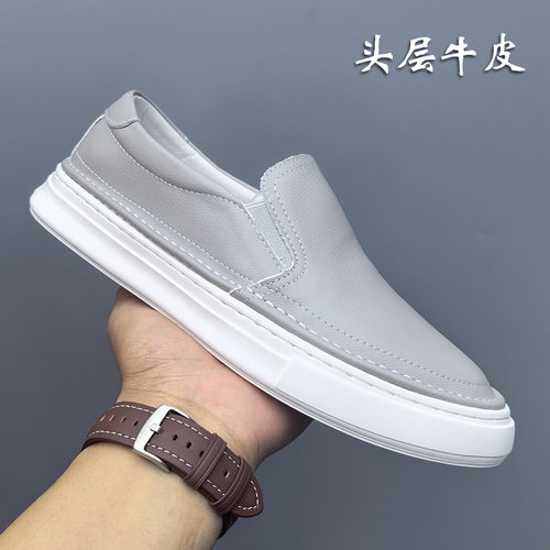 头层软牛皮一脚蹬懒人鞋