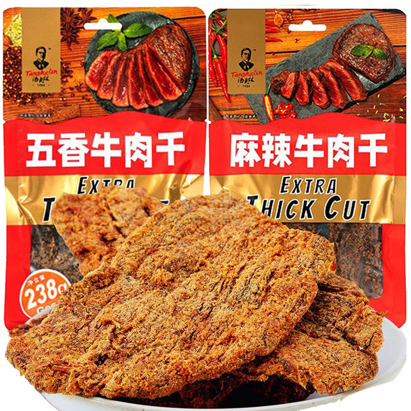 原牛头创始人之一汤克林238g原切手撕牛肉干官方零食小吃休闲食品-封面