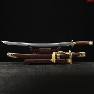手工艺品刀剑手工锻打花纹钢龙凤明刀清腰刀影视冷兵器硬宝剑未开