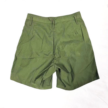 库存正品老货65草绿的确良短裤男女纽扣夏季户外运动休闲裤舒适