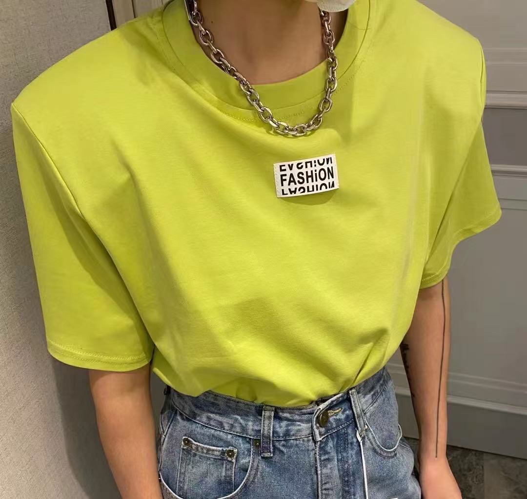 韩版时尚百搭显瘦短袖T恤女圆领纯色简约上衣潮女款