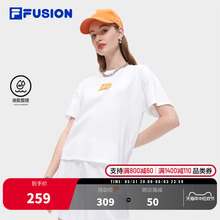 FILA FUSION斐乐潮牌女装运动短袖t恤夏季纯棉液氨纯棉健身上衣