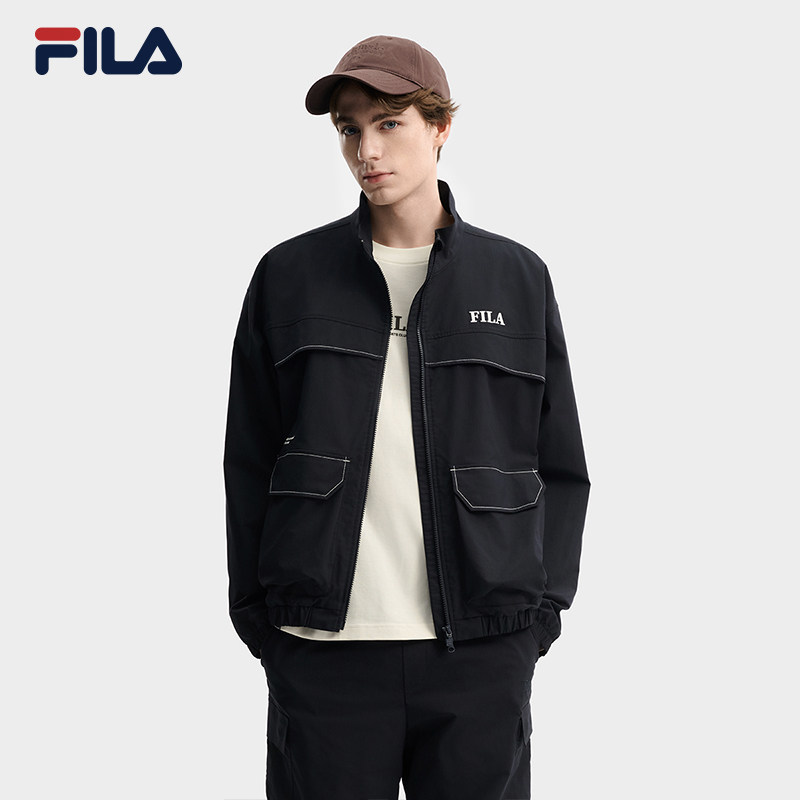 FILA 斐乐官方男士梭织外套2026春新款休闲宽松百搭立领工装夹克