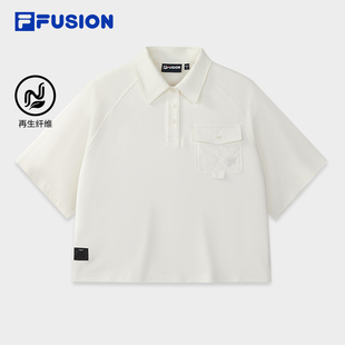 宽松短款 FILA 2025秋新款 FUSION斐乐潮牌女子针织短袖 上衣 POLO衫