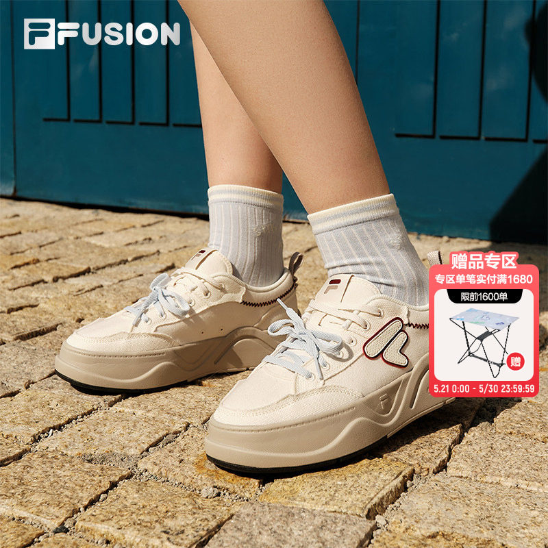 FILA FUSION斐乐帆布鞋女子板鞋2026夏季新款厚底小白
