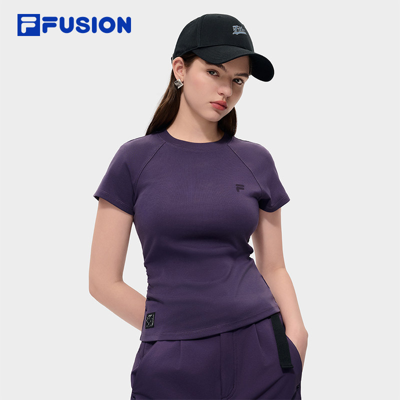 FILA FUSION斐乐潮牌女子针织短袖衫2026春季新款简约修身白色T恤,运动服/休闲服装,运动T恤,淘宝优惠券,粉丝福利购,淘宝优惠卷