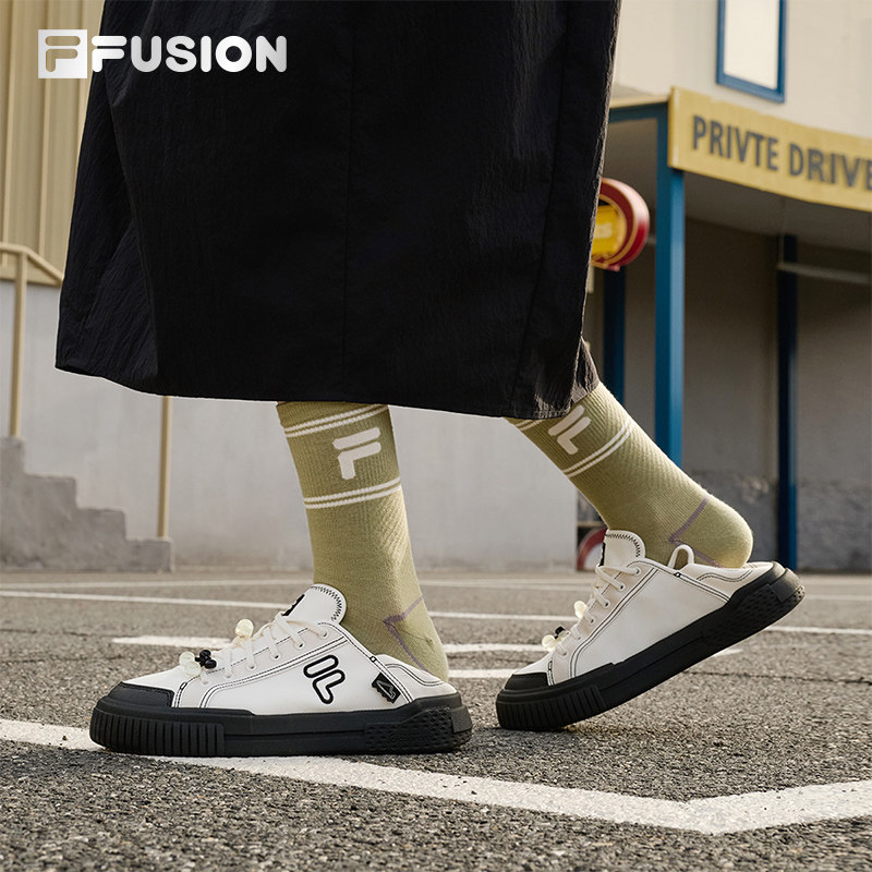 FILA FUSION斐乐帆布鞋女鞋一脚蹬低帮穆勒鞋鞋子休闲鞋半