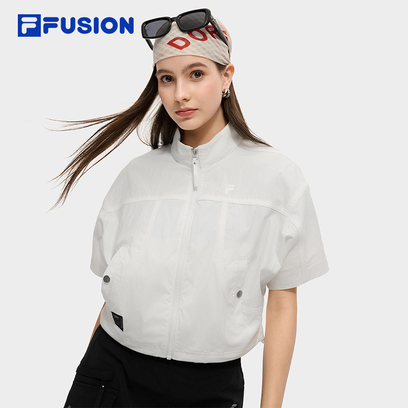FILA FUSION斐乐潮牌梭织短袖外套女2025秋新款时尚宽松短款上衣,运动服/休闲服装,运动茄克/外套,淘宝优惠券,粉丝福利购,淘宝优惠卷