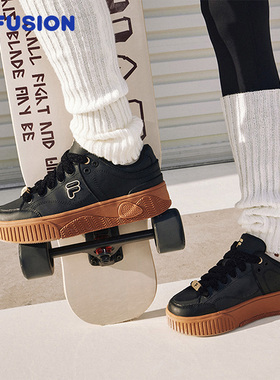 FILA FUSION斐乐潮牌女鞋STACK板鞋饼干鞋增高鞋子帆布鞋运动鞋