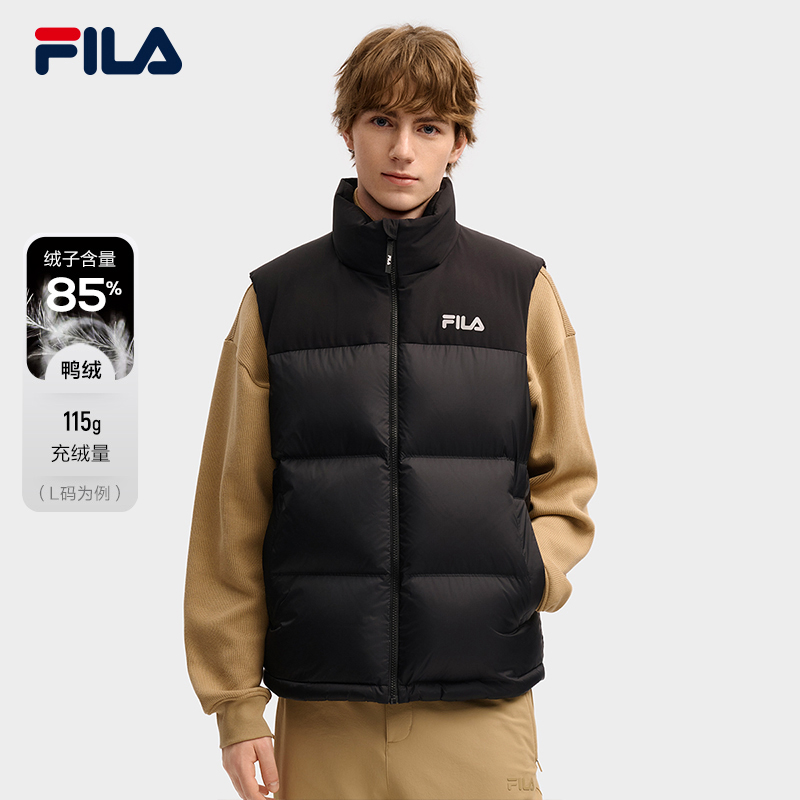 FILA 斐乐官方保暖羽绒马甲男冬季新款时尚休闲RGB-多彩羽绒外套