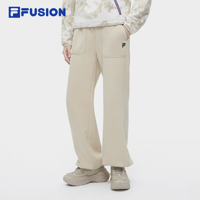 FILA FUSION斐乐潮牌女裤针织长裤冬季纯棉工装裤宽松阔腿运动裤