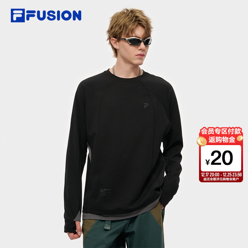 章昊同款FILA FUSION斐乐针织长袖T恤男2025秋季新款速干凉感上衣