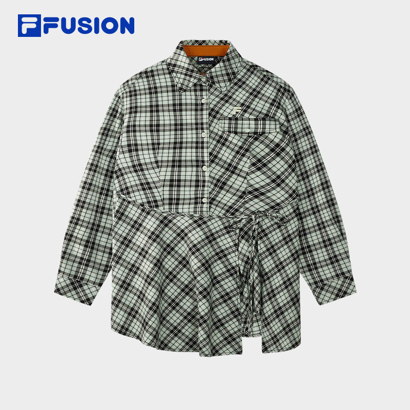 FILA FUSION斐乐女子外套2026春季新款宽松设计感不规则格子衬衫,运动服/休闲服装,运动茄克/外套,淘宝优惠券,粉丝福利购,淘宝优惠卷