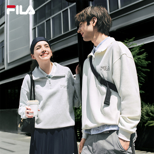 情侣宽松休闲翻领女上衣 新款 FILA斐乐半开襟男女同款 卫衣2025秋季