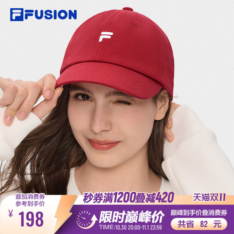 FILA FUSION斐乐男女棒球帽时尚百搭遮阳帽夏可爱红色运动鸭舌帽