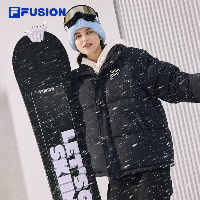 FILA FUSION斐乐羽绒服女款冬季保暖情侣运动跑步冬训防风外套男