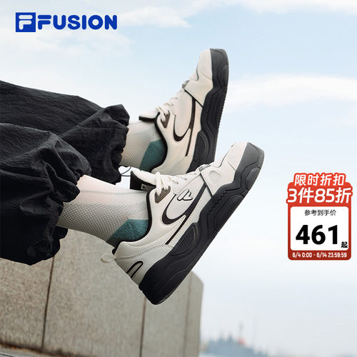 章昊同款|FILA FUSION斐乐女鞋BANK III板鞋夏季透气男休闲运动鞋
