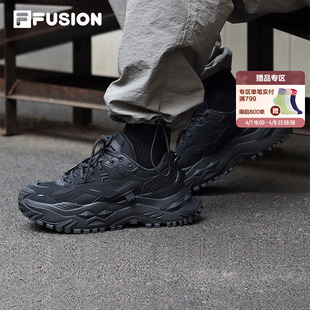 硬糖男鞋 FUSION斐乐老爹鞋 黑武士厚底增高黑色休闲运动鞋 FILA